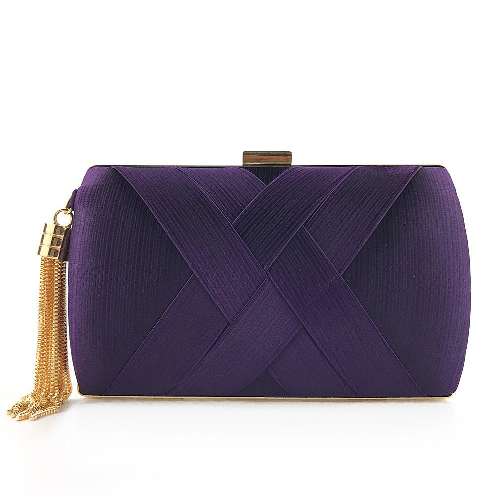 Éclessa Luxus-Abendclutch | Satin-Quastenhandtasche für klassische und moderne Eleganz