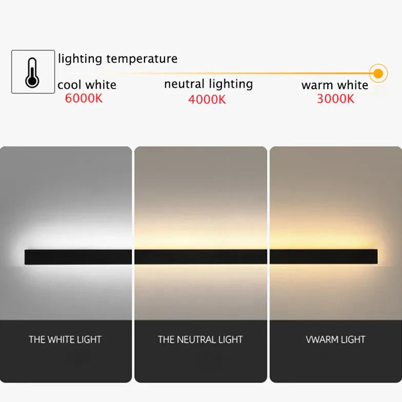 Lineare, minimalistische schwarze LED-Außenwandleuchte