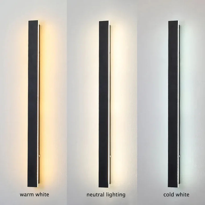 Lineare, minimalistische schwarze LED-Außenwandleuchte