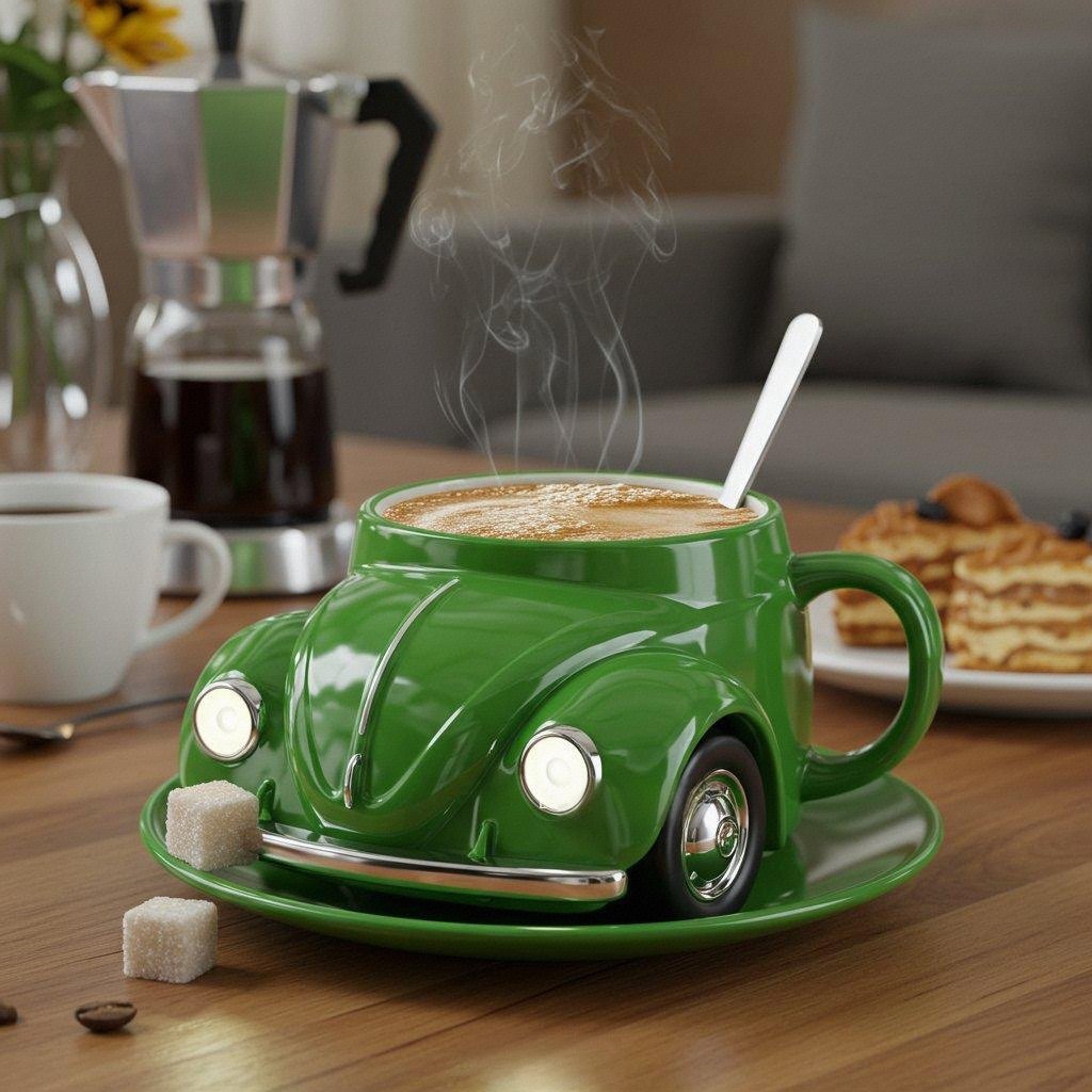 RetroAuto Keramische Kaffeetasse – Einzigartiges 3D-Design für Kaffee & Tee | Karnz