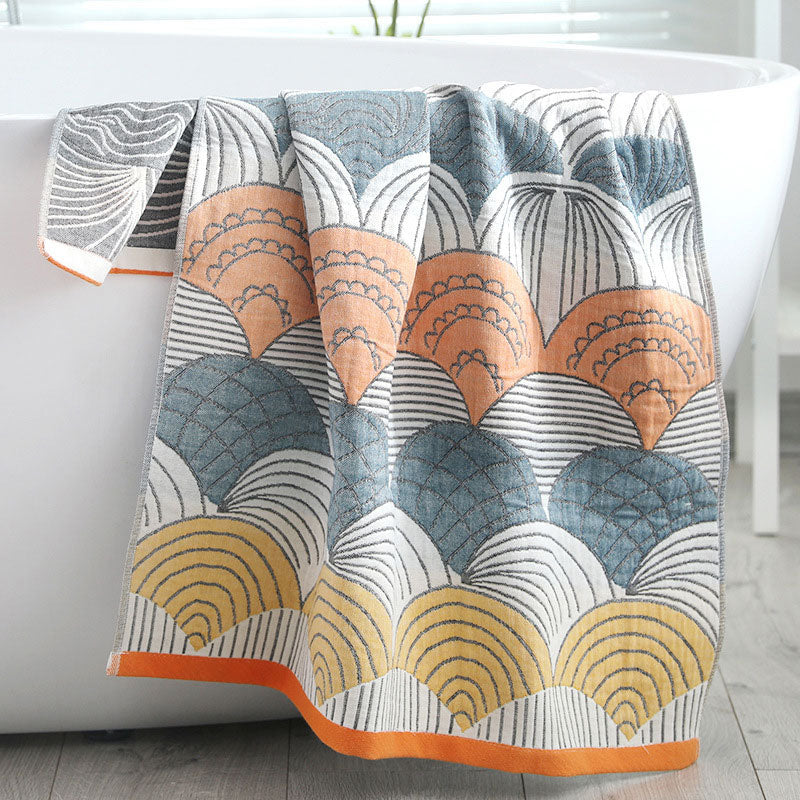 Shell Print Jacquard Baumwollhandtuch 70x140cm | Karnz
