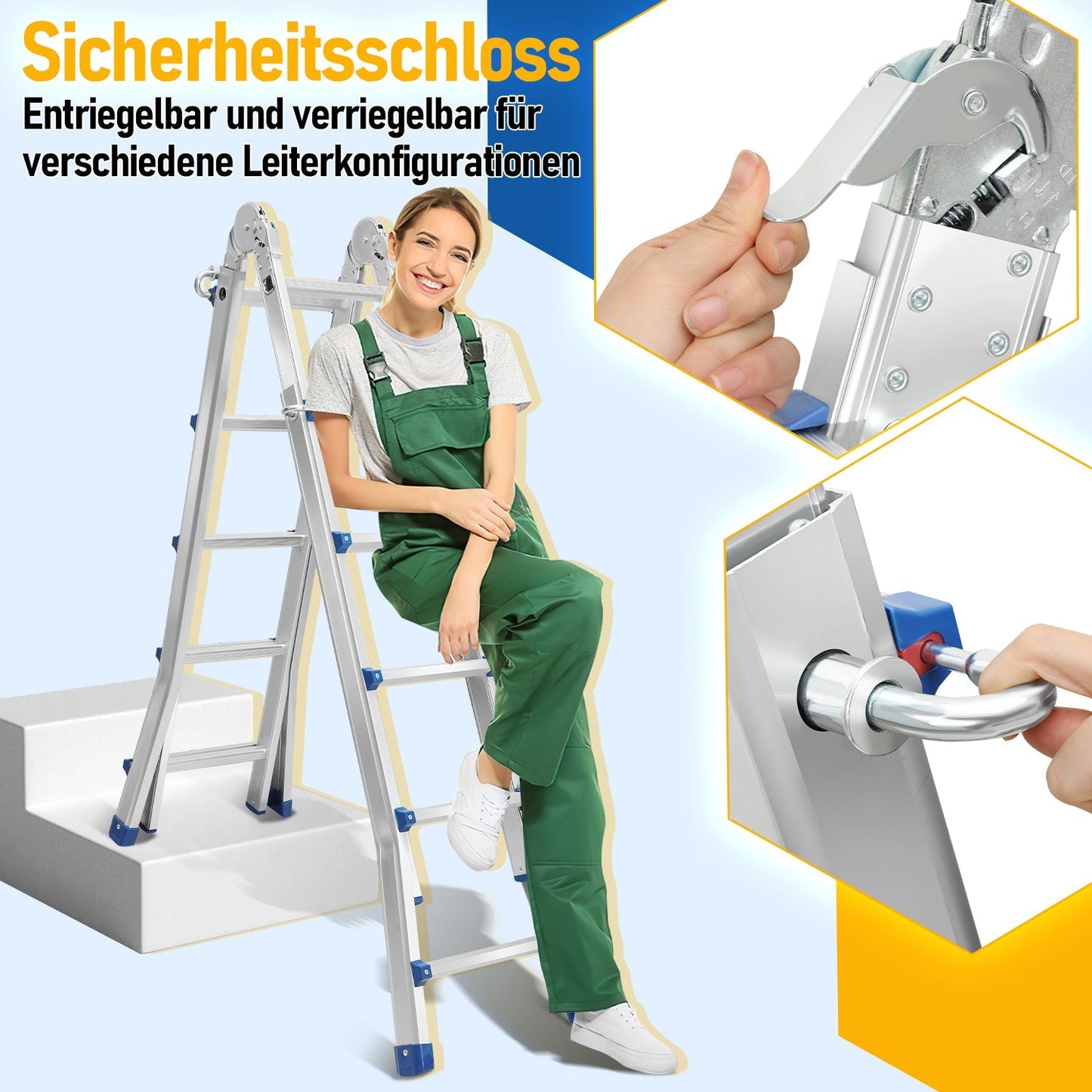 Teleskopleiter Multifunktionsleiter 3 in 1 Aluleiter | Karnz
