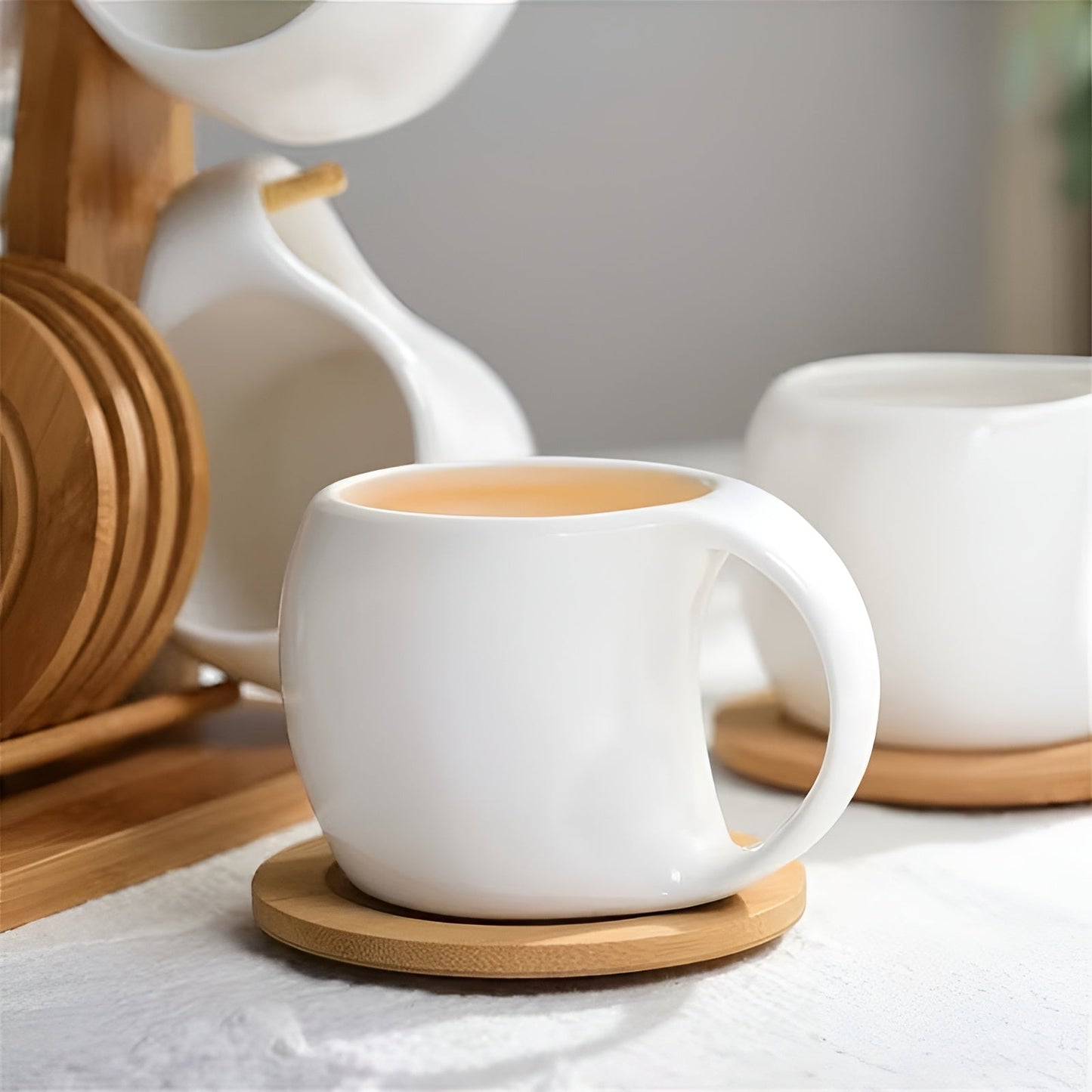 Keramische Kaffeetasse Set mit Untertasse und Ständer – Stilvoll und Dekorativ | Perfekt für Café und Zuhause | Karnz