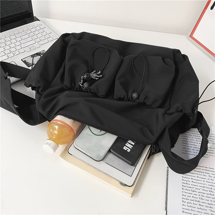 UrbanLiner Nylon Messenger Bag – Schwarze Umhängetasche mit Reißverschluss für den täglichen Gebrauch | Karnz