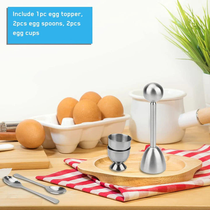 Eiercracker Topper Set Edelstahl Weich Hartgekochte Eier Öffner Kit | Karnz