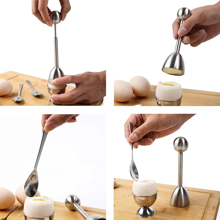 Eiercracker Topper Set Edelstahl Weich Hartgekochte Eier Öffner Kit | Karnz
