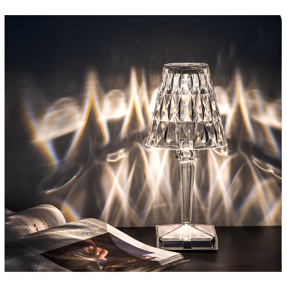Diamond Glow – Kabellose USB-Nachttischlampe mit Kristallglanz
