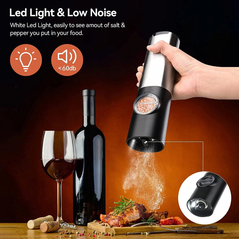 Elektrisches Salz Pfeffer Grinder Set USB aufladbare automatische Gewürzmühle | Karnz
