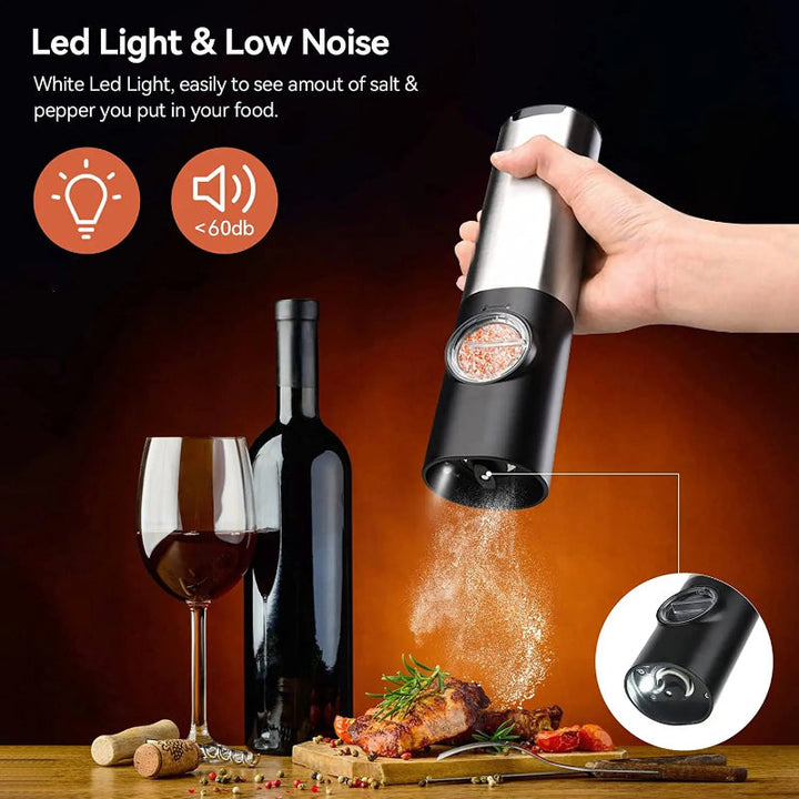 Elektrisches Salz-Pfeffer-Mühle Set USB Aufladbar Automatische Gewürzmaschine | Karnz
