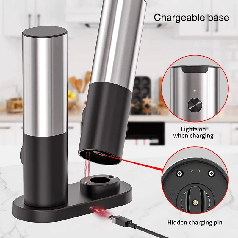 Elektrisches Salz Pfeffer Grinder Set USB aufladbare automatische Gewürzmühle | Karnz