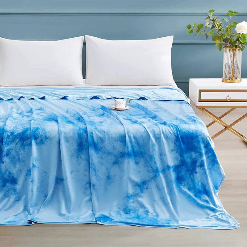 Tie-Dye Kühlende Decke – Q-Max > 0.5, Doppelseitig & Stilvoll Farbe Blau | Karnz
