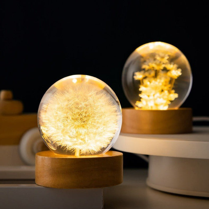 Kristallkugel-Lampe mit ewigen Blumen – Lumora | Karnz