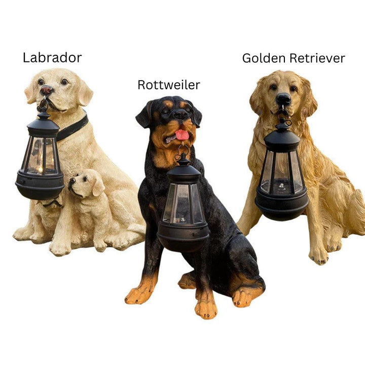 Solarbetriebene Garten-Hundestatue mit Beleuchtung