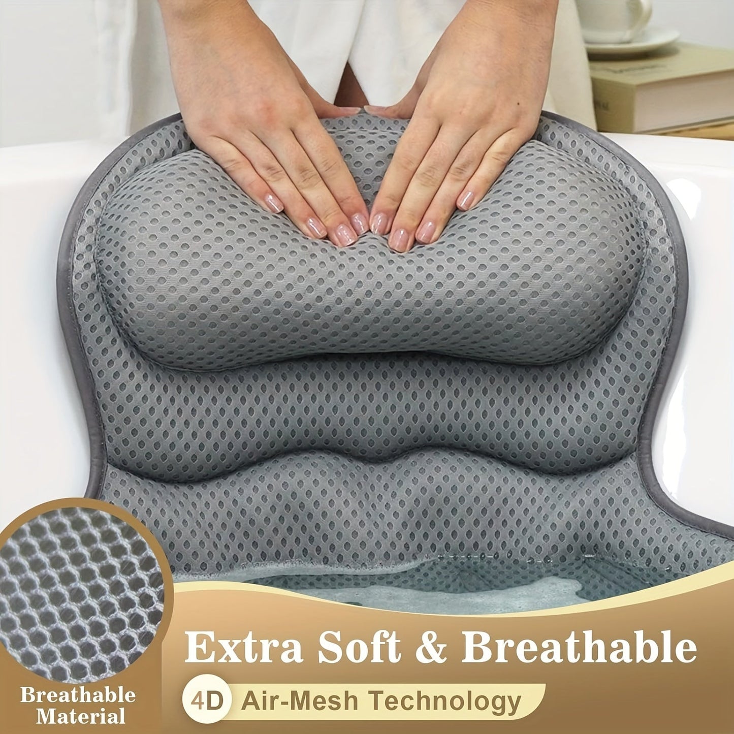 Ergonomisches Badewannenkissen aus Netzgewebe