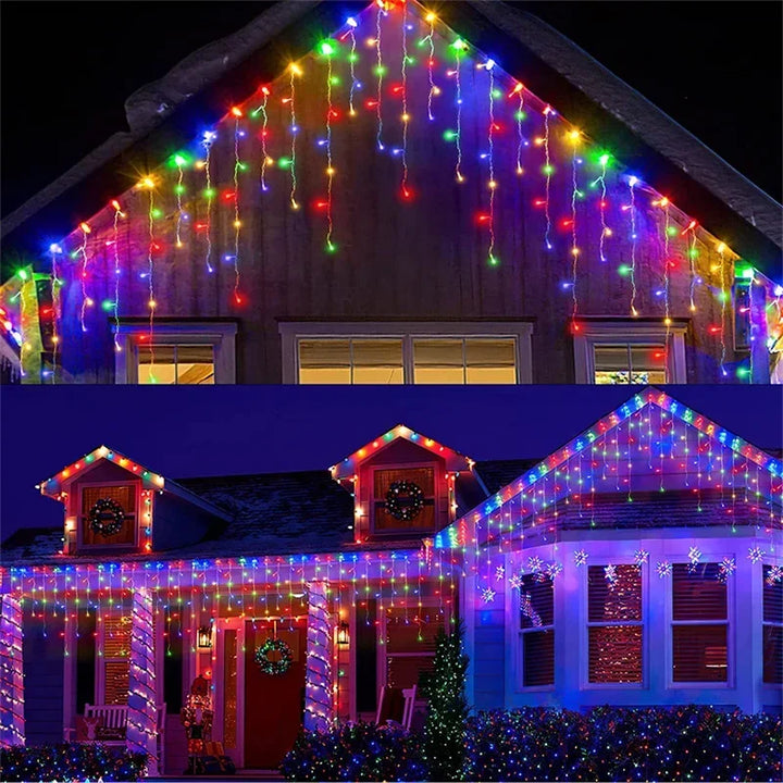 Bunte LED Lichterkette für Außen – Weihnachts- und Neujahrsbeleuchtung für Haus und Garten | Karnz