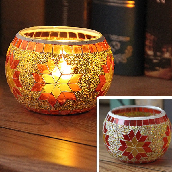 Europäischer Mosaik-Kerzenständer Wandkerzenhalter Ornament Passende Teelicht | Karnz