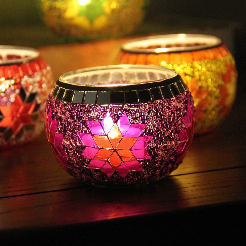 Europäischer Mosaik-Kerzenständer Wandkerzenhalter Ornament Passende Teelicht | Karnz