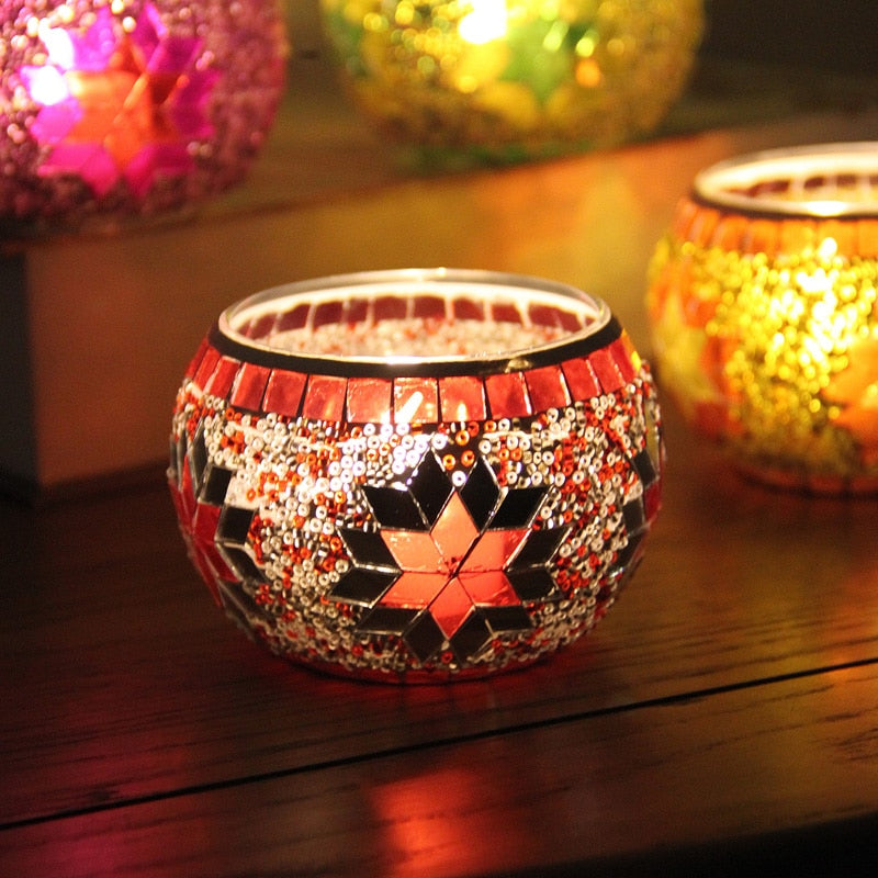 Europäischer Mosaik-Kerzenständer Wandkerzenhalter Ornament Passende Teelicht | Karnz