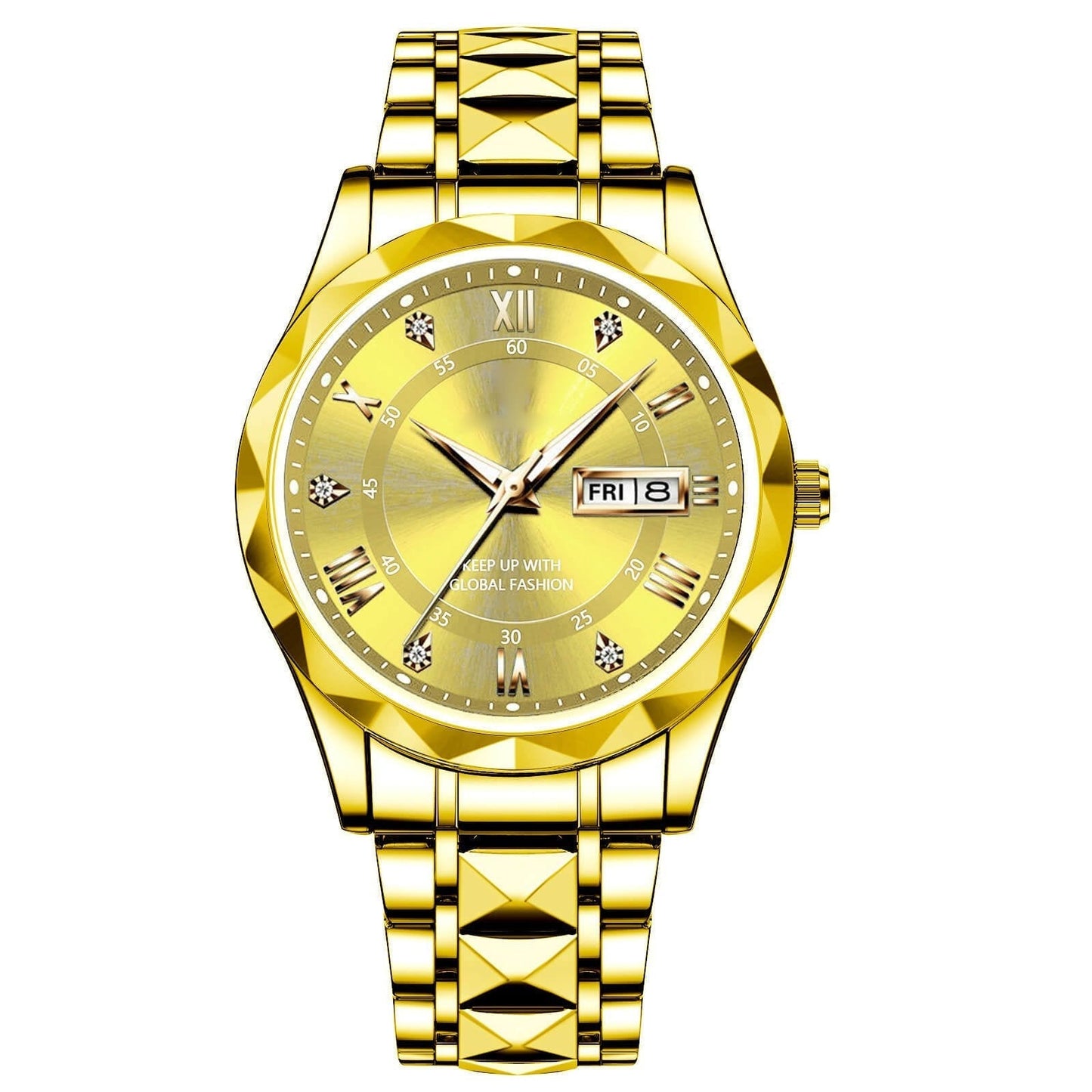 Wasserdichte, leuchtende Herrenuhr aus zweifarbigem Edelstahl mit Quarzwerk