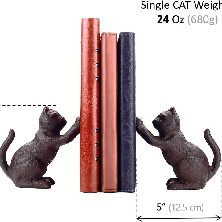 VintageCat - Rustikale Gusseisen-Buchstützen für stilvolle Innenräume Karnz