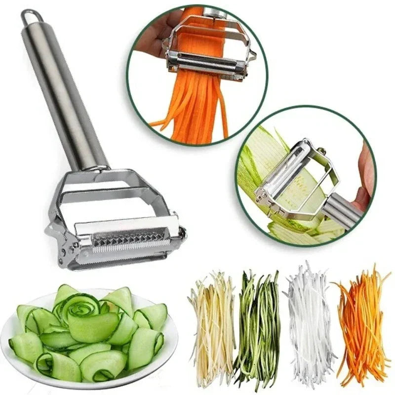 DuoSchaaf | Doppelter Gemüseschäler aus Edelstahl mit Julienne-Funktion | Karnz
