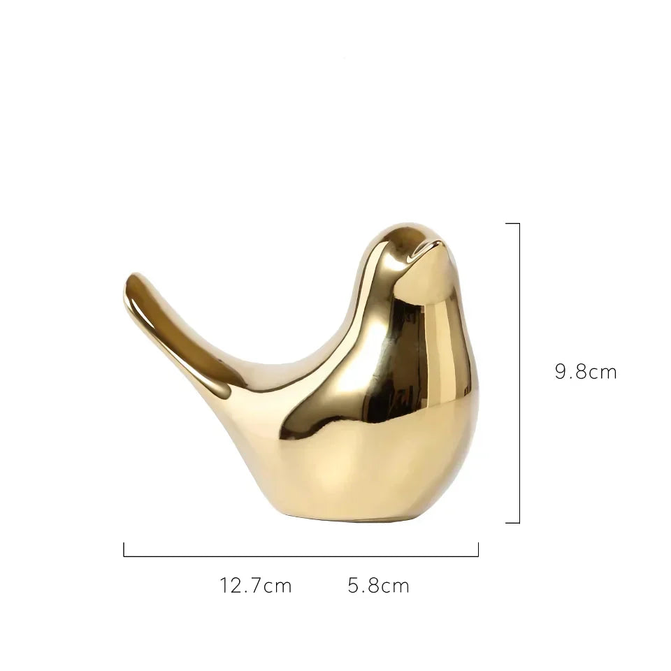 Nordische goldene Keramikvogel-Dekoration für moderne Wohnräume