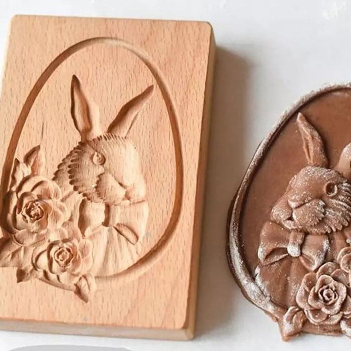 Keksausstecher-Set aus Holz | Gravierte Gebäckstempel | Lebkuchen- und Kekspresse