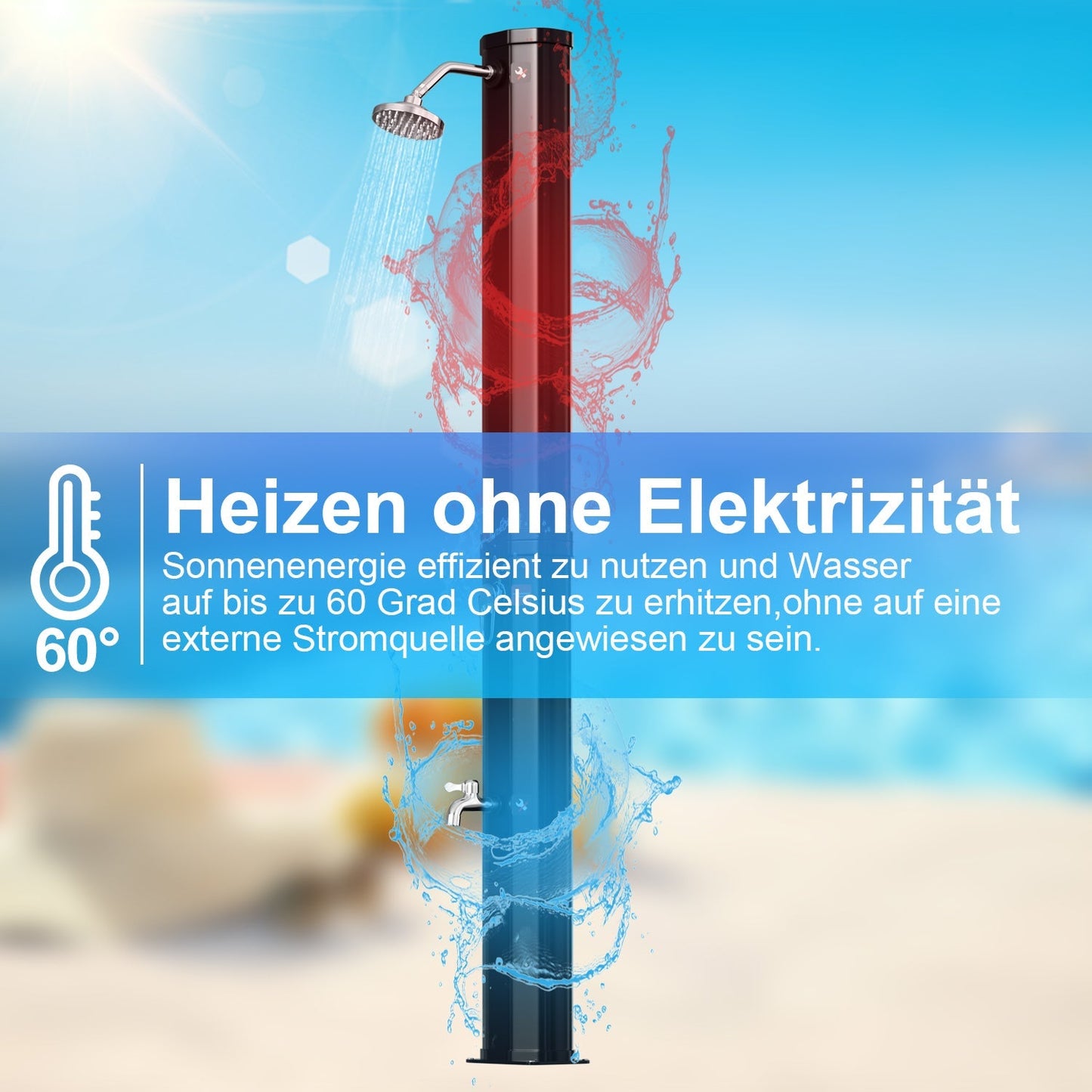 Solardusche 35L Gartendusche Inkl. Schutzhaube | Karnz