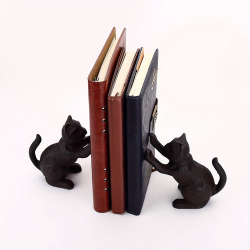 VintageCat - Rustikale Gusseisen-Buchstützen für stilvolle Innenräume Karnz