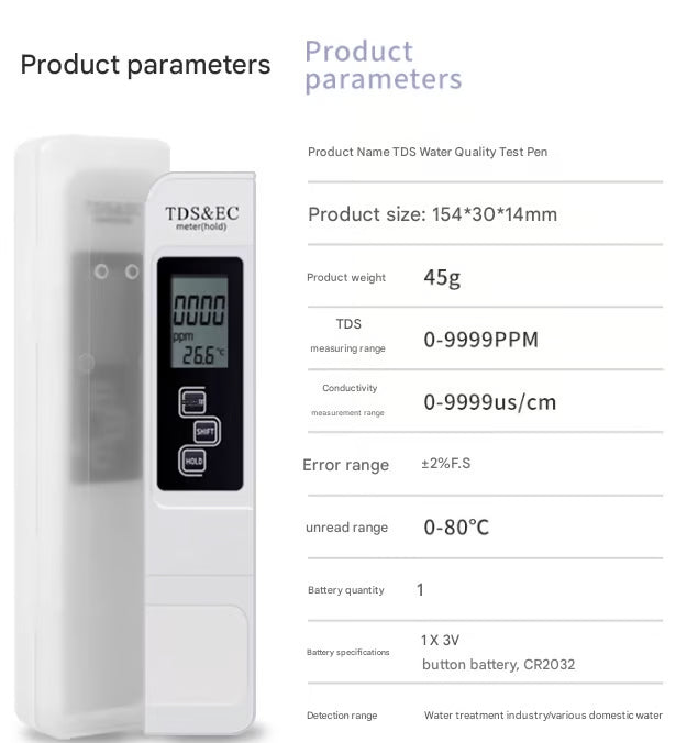 TDS-Messgerät 3-in-1 Digitaler Wasserqualitätstester | Karnz