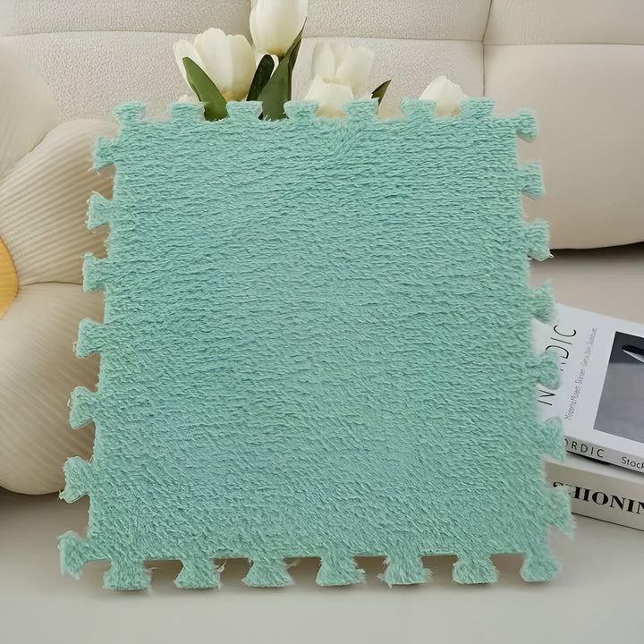 Dicker Plüschteppichmatte im Patchworkdesign – Besonders weich und warm | Ideal für Schlafzimmer und Spielzimmer | Karnz