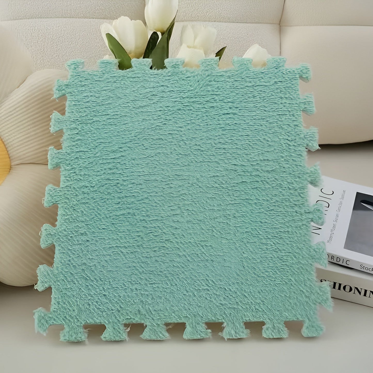 Dicker, flauschiger Teppich im Patchwork-Design – besonders weich und warm | Ideal für Schlaf- und Spielzimmer