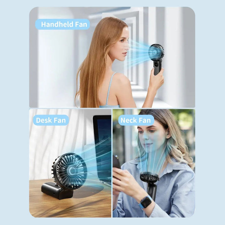Faltbarer tragbarer Handventilator mit LED-Anzeige | Karnz