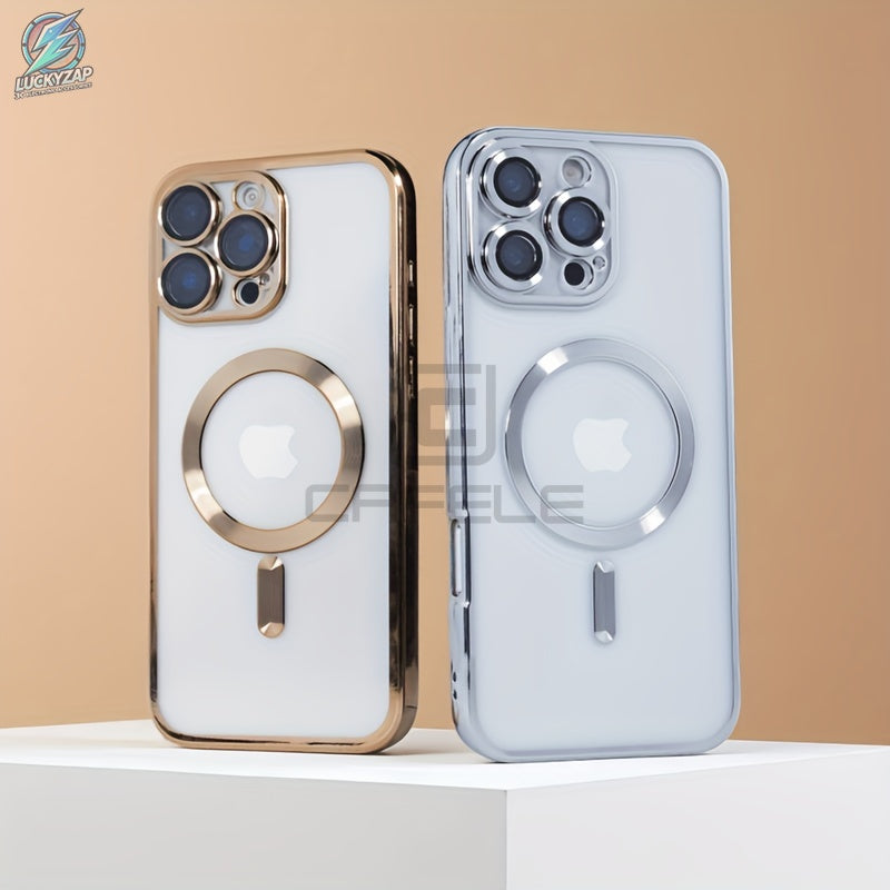 Magnetische TPU-Handyhülle Transparent Silber für iPhone 11–17