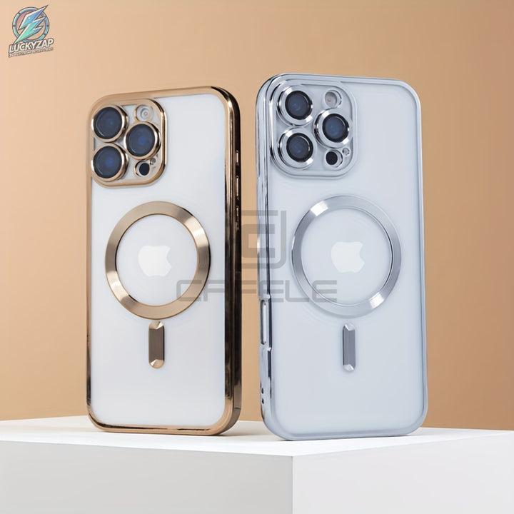 Magnetische TPU-Handyhülle Transparent Silber für iPhone 11–17