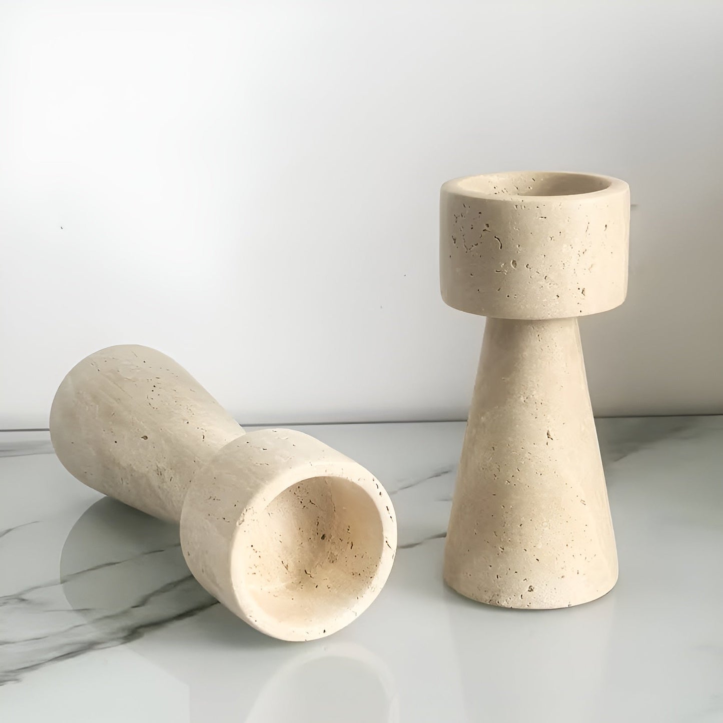 MarKarnze Kerzenhalter aus Naturstein – Elegant & Dekorativ | Poliert für TaKarnze, Hochzeiten und Wohnräume