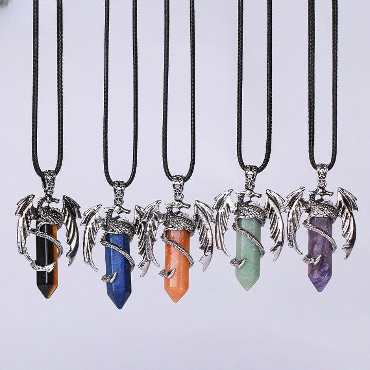 Karnz | Bohemian Stil Natürlicher Mystischer Edelstein Drachenanhänger