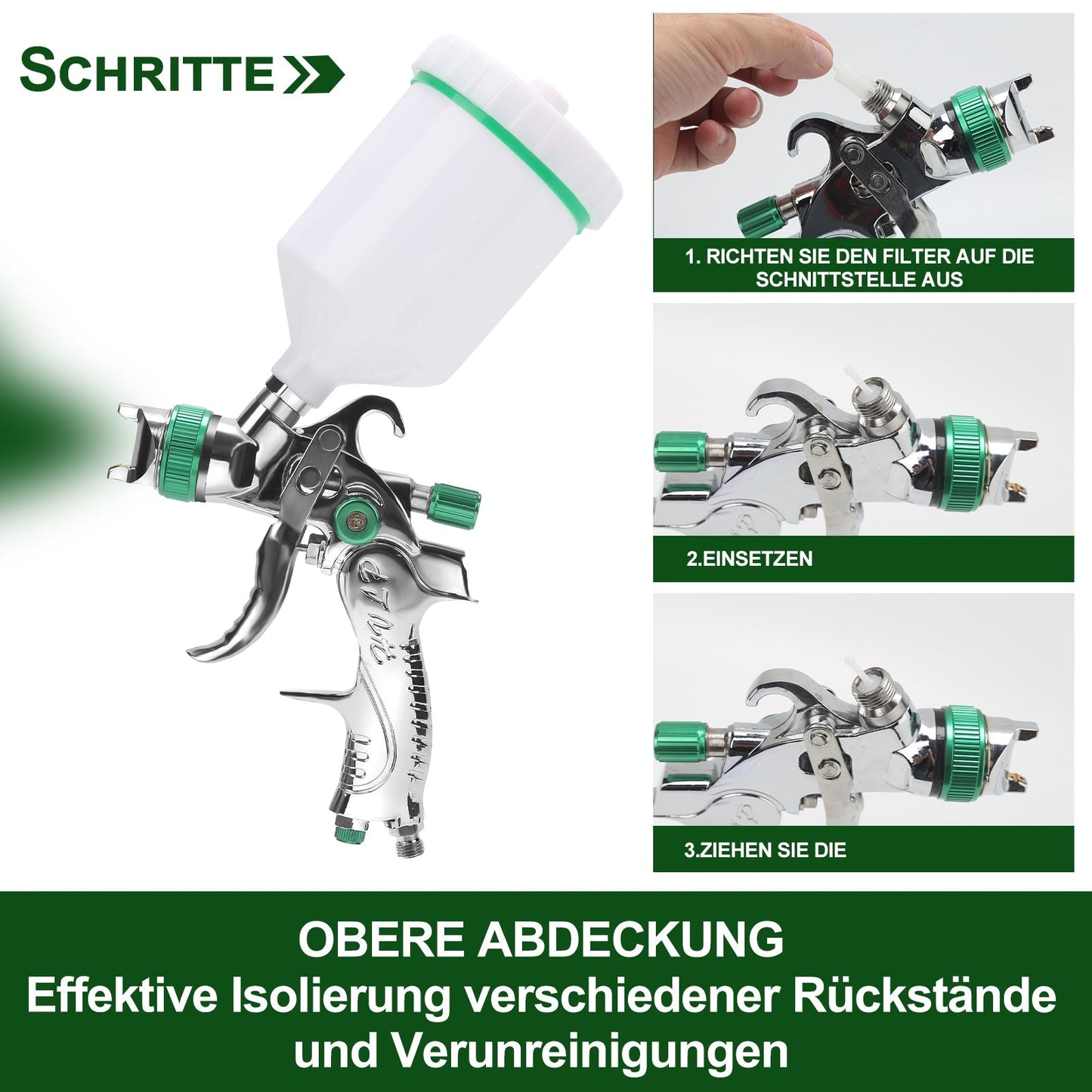 HVLP Lackierpistole Spritzpistole Set mit Edelstahldüs | Karnz