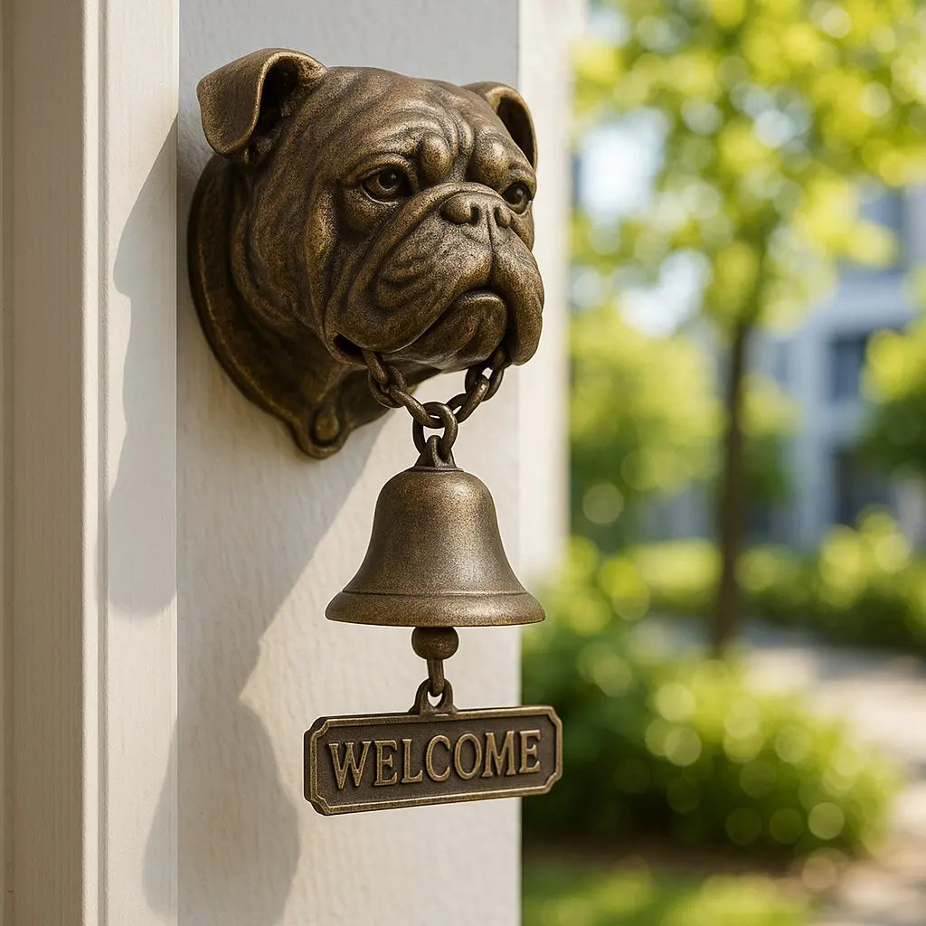 Willkommensglocke „Schäfer“ aus Bronze – Elegante Wandglocke mit Schäferhundmotiv