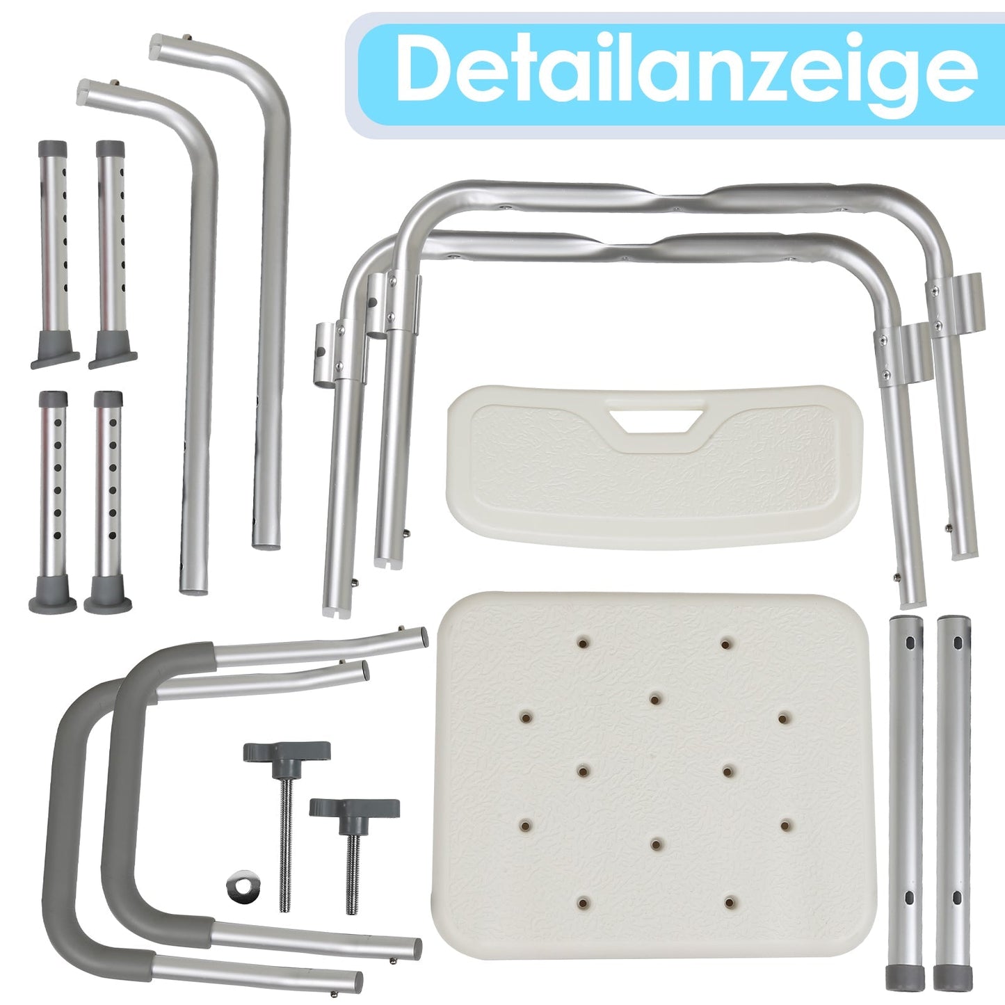 Duschhocker Höhenverstellbar Badhocker mit Rückenlehne | Karnz