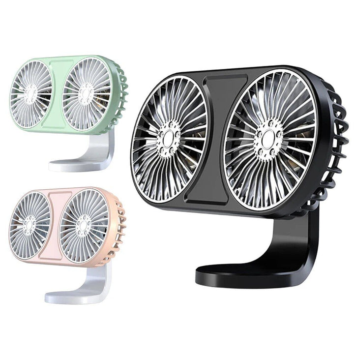 360° drehbarer Dual-Head USB Auto-Ventilator mit Ambientebeleuchtung | Karnz