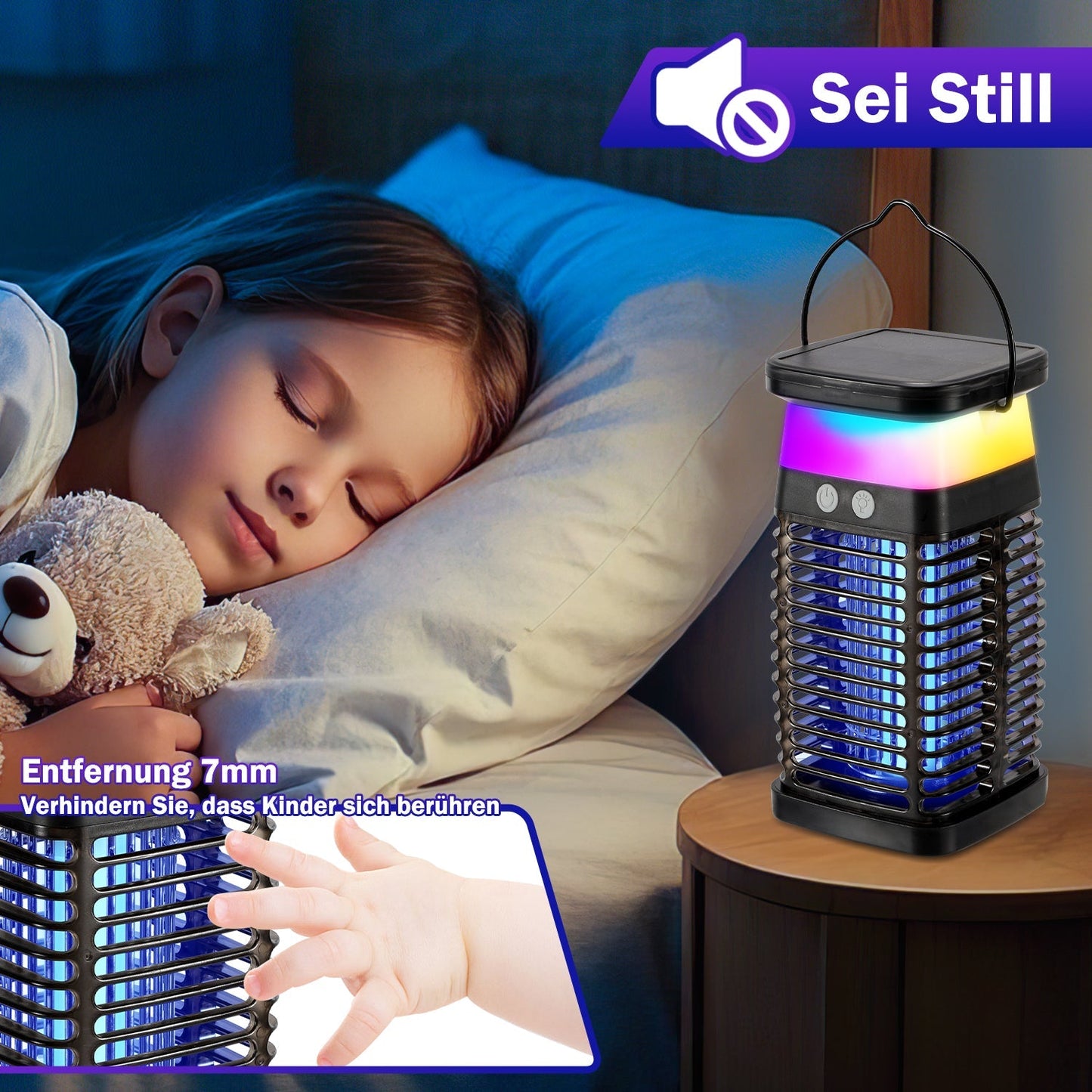 Solar Mückenabwehr-Lampe UV-Licht Mückenlampe RGB | Karnz