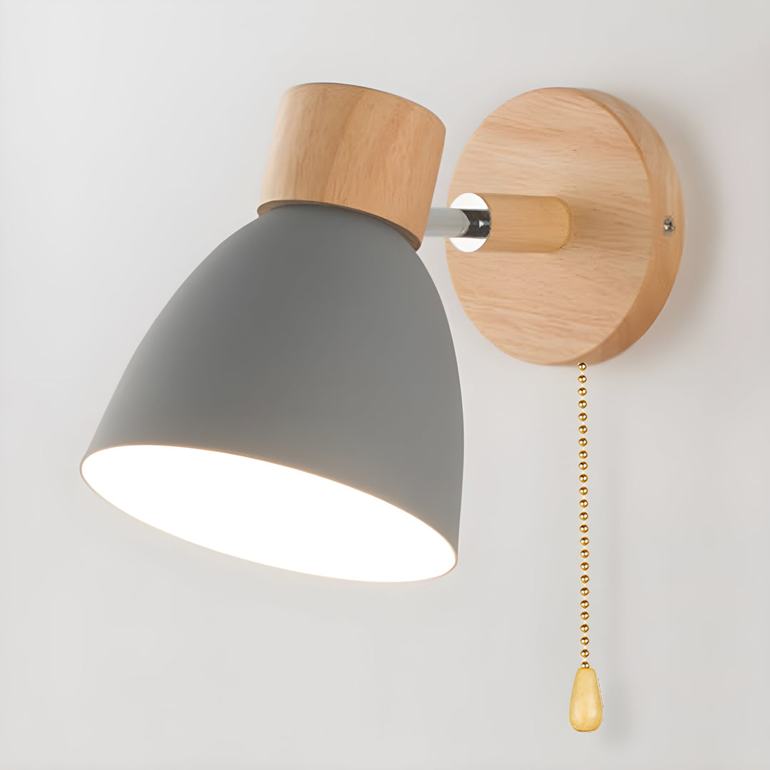 Hölzerne Nordische Wandlampe mit Schalter für Gemütliches Schlafzimmer | Karnz