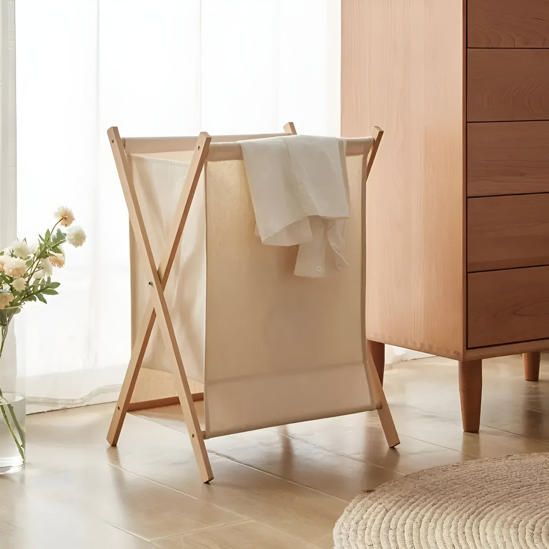 Faltbarer Wäschekorb aus Holz – Robustes Holzesdesign | Dekorativ und funktional | Karnz
