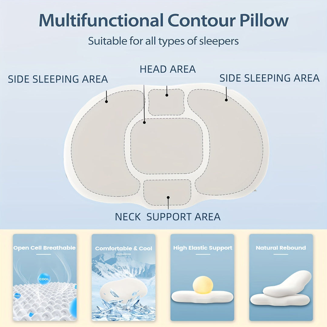 1pc Ovales Macaron Kissen Zervikal Memory Foam Kissen, Kühles Bettkissen Zum Schlafen - Nackenkissen Zur Schmerztherapie Schlafen, Kontur Unterstützung Ergonomisches Kissen Für Seiten-, Rücken-, Bauchschläfer Mit Hoch- Und Niedrigpartition | Karnz