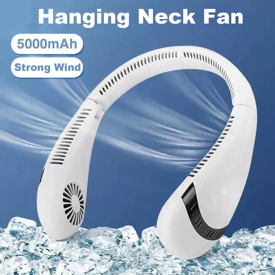Bladeless Halsventilator, 360° Kühlhalsventilator mit 3 Geschwindigkeiten, Hängender Halsventilator, Karnz