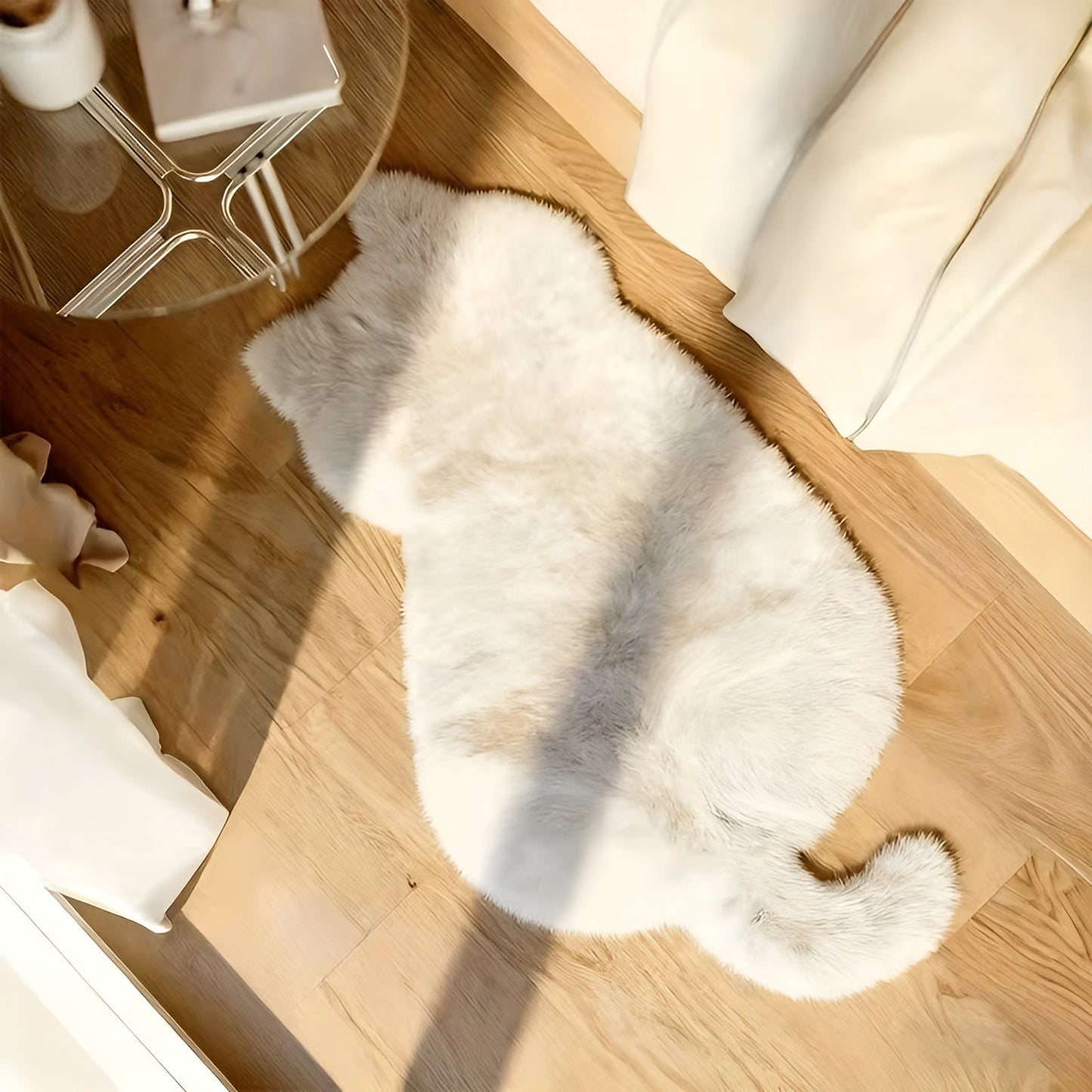Kleiner Teppich in Katzenform – Weich und kuschelig | Perfekt für Sofa, Regal oder Kommode