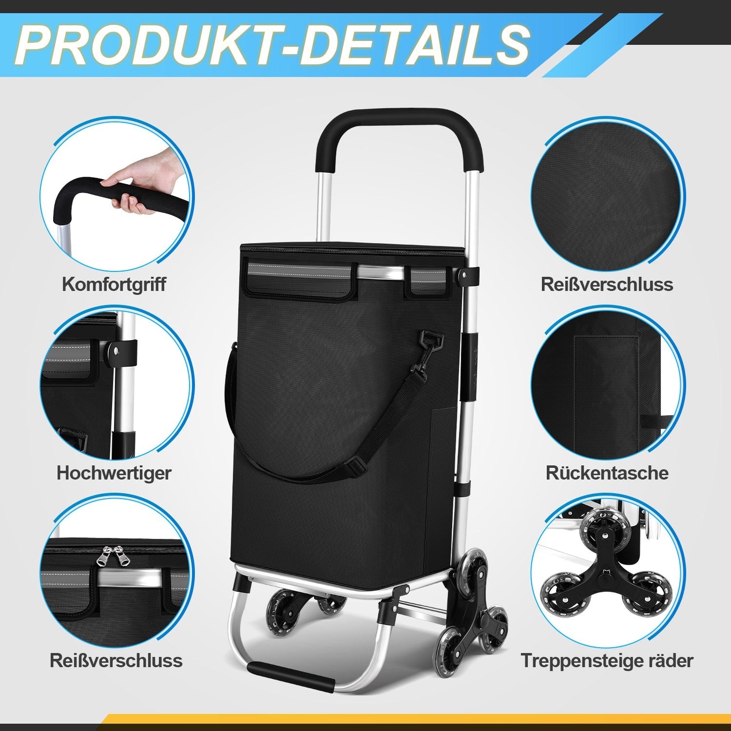 Einkaufstrolley Einkaufsroller Klappbar 40L | Karnz
