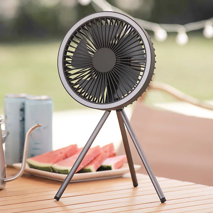 Wiederaufladbarer 10.000mAh Camping Ventilator mit LED-Beleuchtung und Powerbank | Karnz