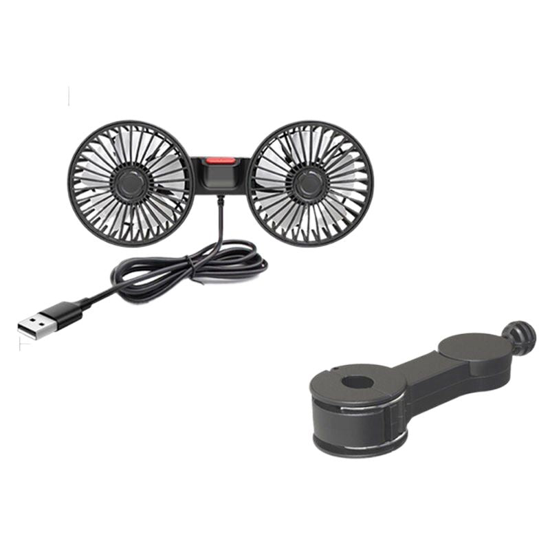 Dual Head USB Auto Ventilator mit 360° Rotation für 12V/24V Fahrzeuge | Karnz
